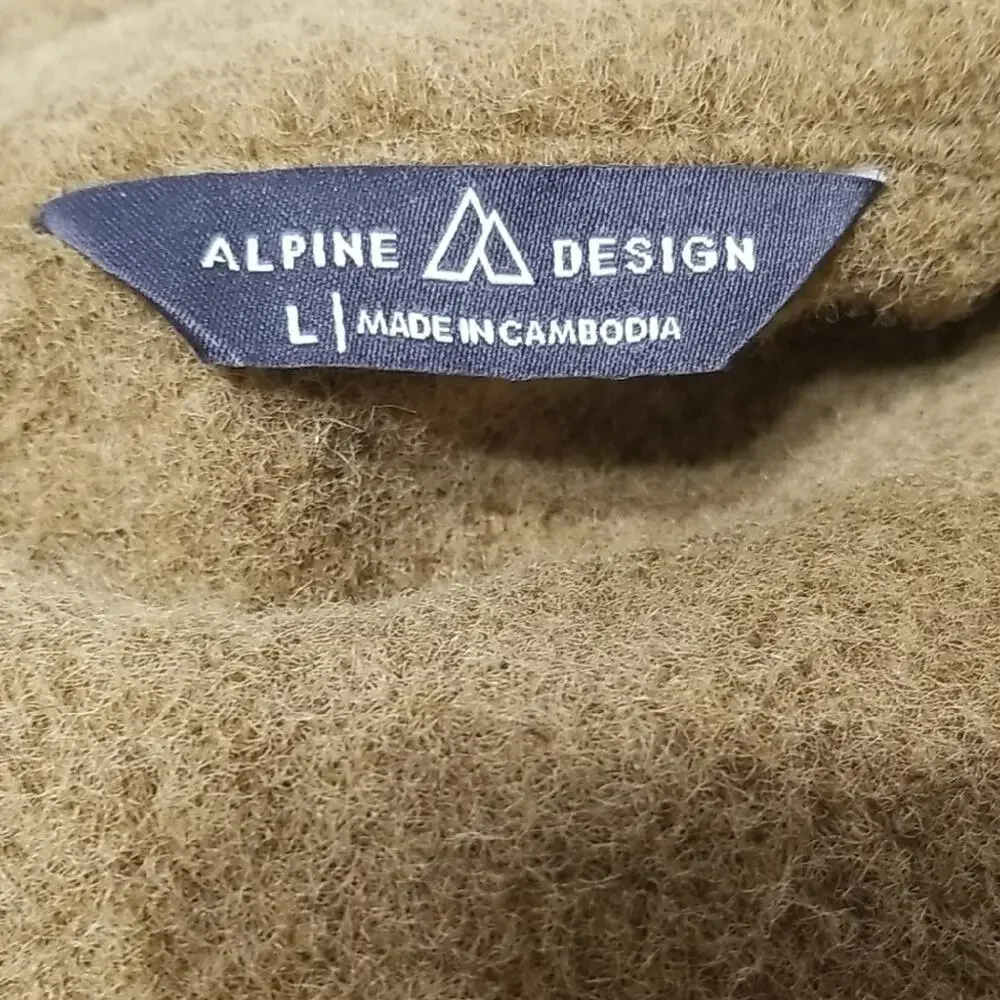 Alpine Design Men's Warm Fleece Shacket Tan Shirt Jacket Fall Winter Size Large